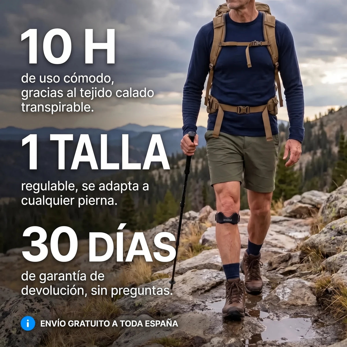 10 horas de uso cómodo, talla única regulable y 30 días de garantía de devolución